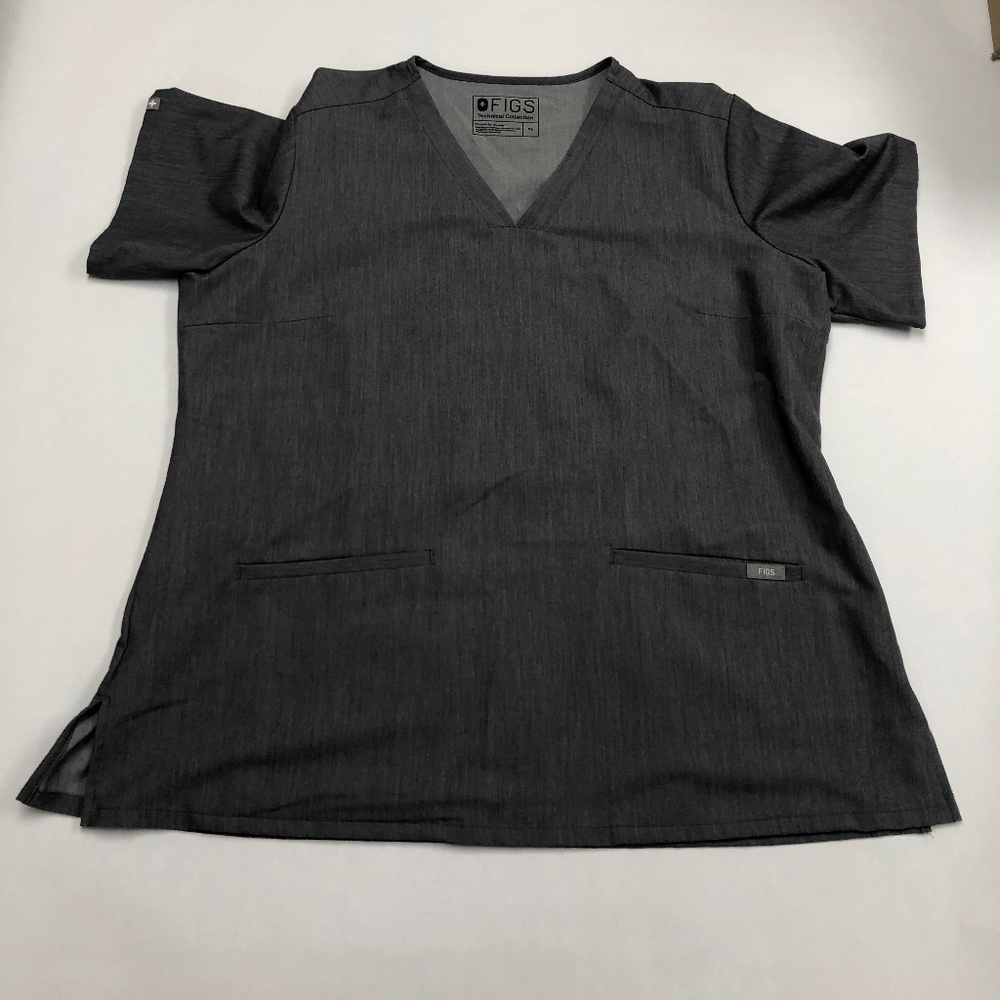 Figs grey technical collection scrub v neck top
